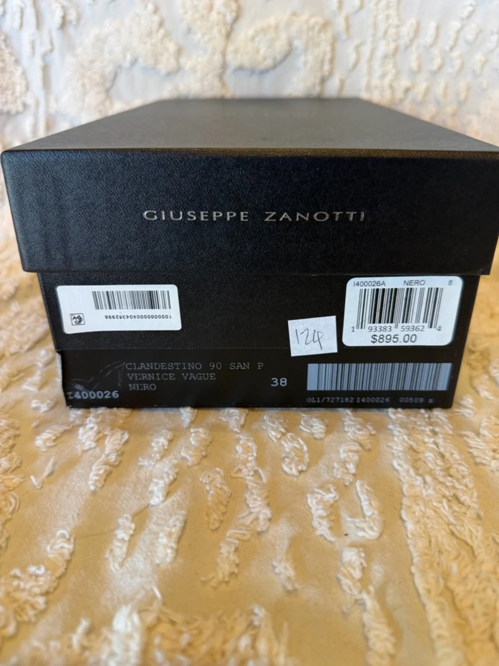 Giuseppe Zanotti Black Patent High Heel Mules with Crystal Accent #595